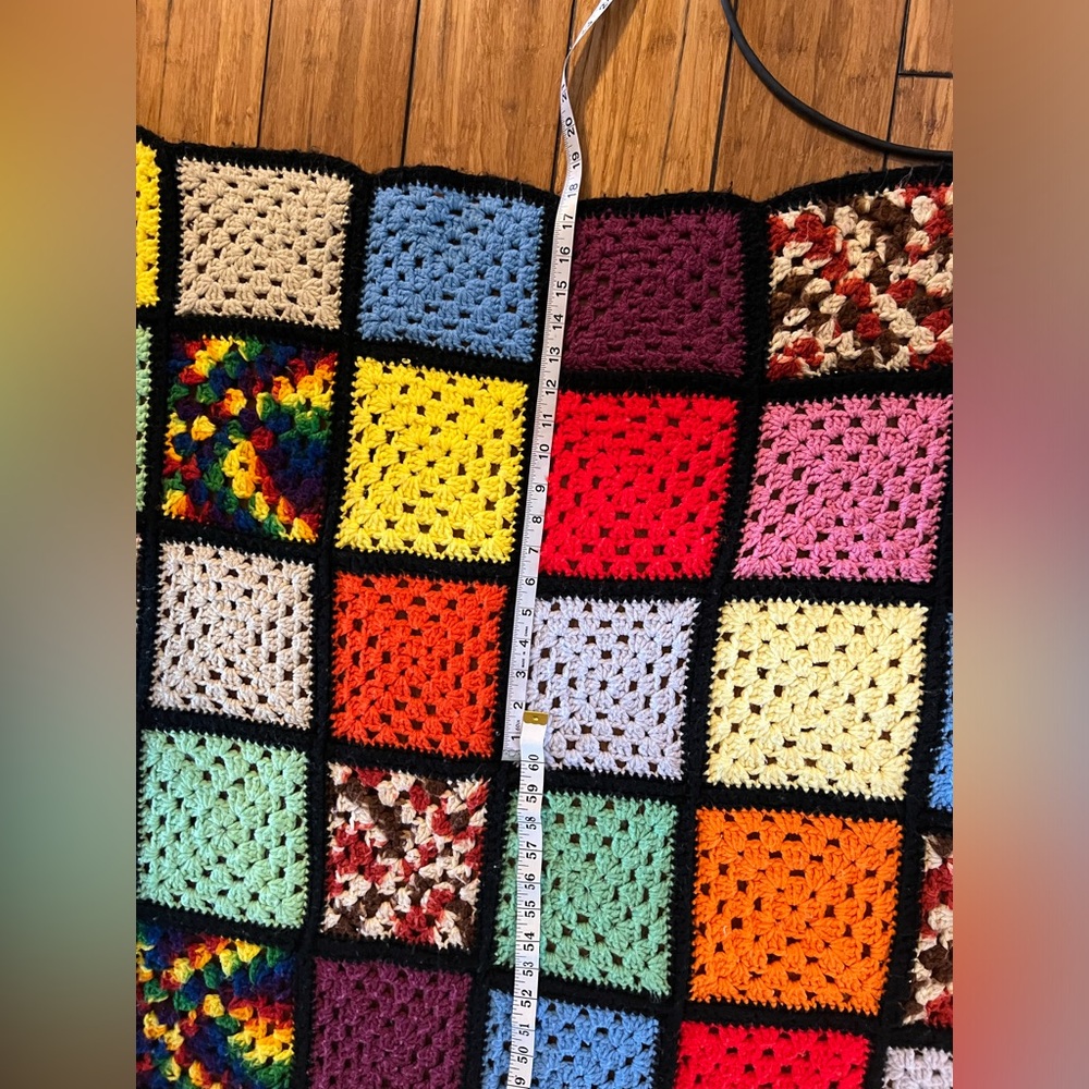 Handmade Granny Squares floral Crochet Blanket Throw Afgan Colorful unique artsy - Picture 8 of 8